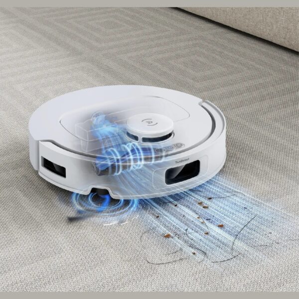 Ecovacs DeeBot T30C branco - robo limpando carpete com succao