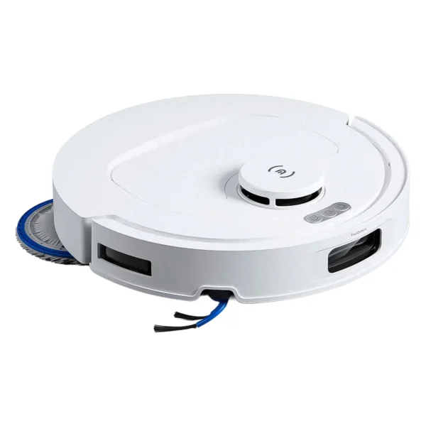 Ecovacs DeeBot T30C branco - robo perspectiva lateral com escovas
