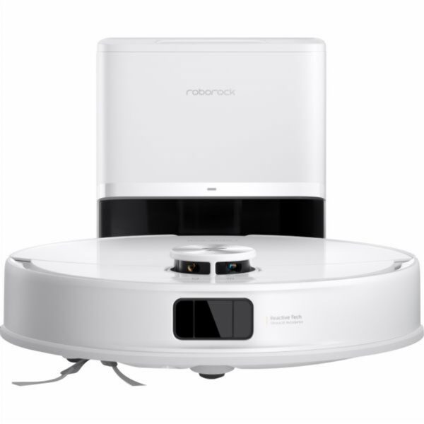 Robô Aspirador Roborock Q7+ com Estação de Autolimpeza visto de frente
