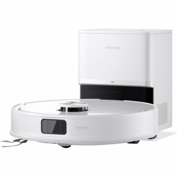 Robô Aspirador Roborock Q7+ com Estação de Autolimpeza vista lateral