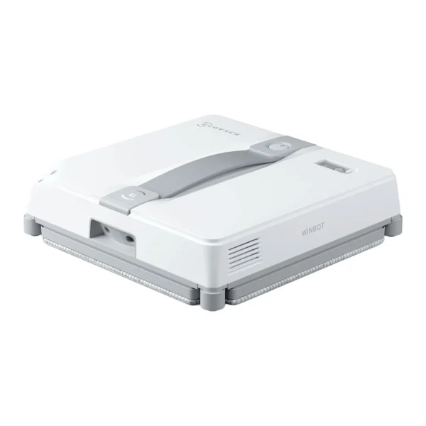 Ecovacs Winbot Mini Bivolt - perspectiva lateral mostrando alca e sensores