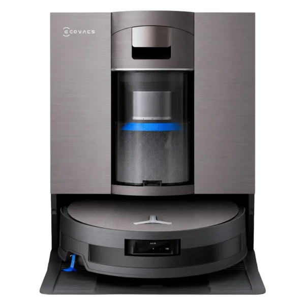 Ecovacs DeeBot X11 OmniCyclone - base dock frontal com filtro ciclone azul e robo