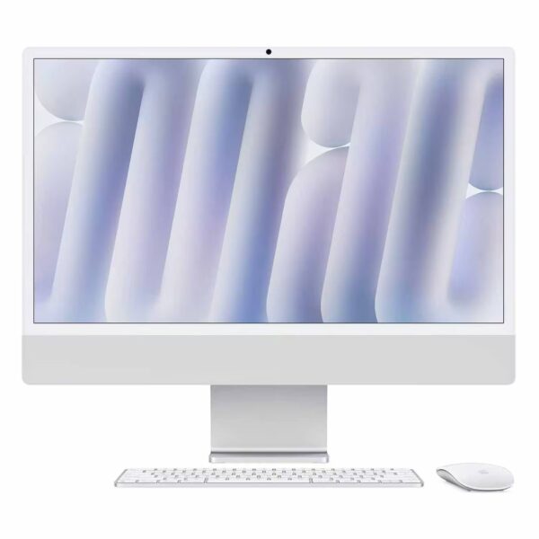 Apple iMac 24 polegadas chip M4 Prata Nano-texture - frente com Magic Keyboard e Magic Mouse