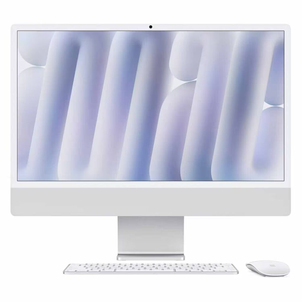 Apple iMac 24 polegadas chip M4 Prata - frente com Magic Keyboard e Magic Mouse