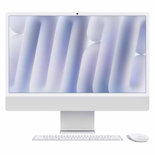 Apple iMac 24 polegadas chip M4 Prata - frente com Magic Keyboard e Magic Mouse