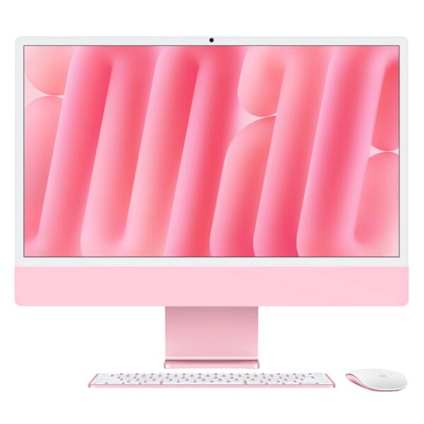 Apple iMac 24 polegadas chip M4 Rosa - frente com Magic Keyboard e Magic Mouse