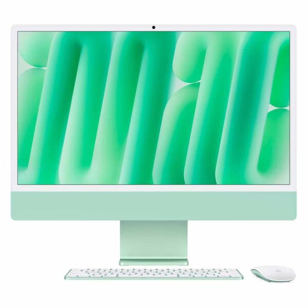 Apple iMac 24 polegadas chip M4 Verde - frente com Magic Keyboard e Magic Mouse