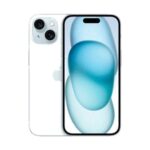 Celular Apple iPhone 15 128GB Azul - Perfil Angular 1:1 Fundo Branco