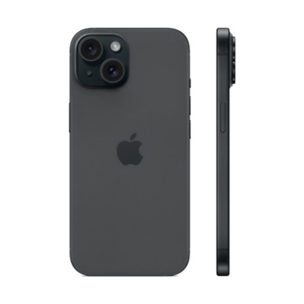 Celular Apple iPhone 15 128GB Preto - Vista em Ângulo Perspectiva 3D 1:1 Fundo Branco